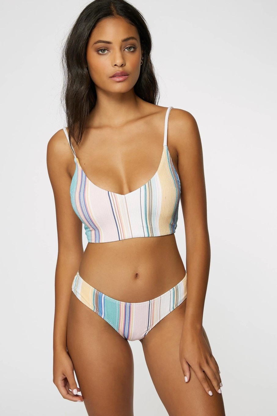 Women * | O'Neill Ladies Baja Stripe Matira Bottoms Multi Colored