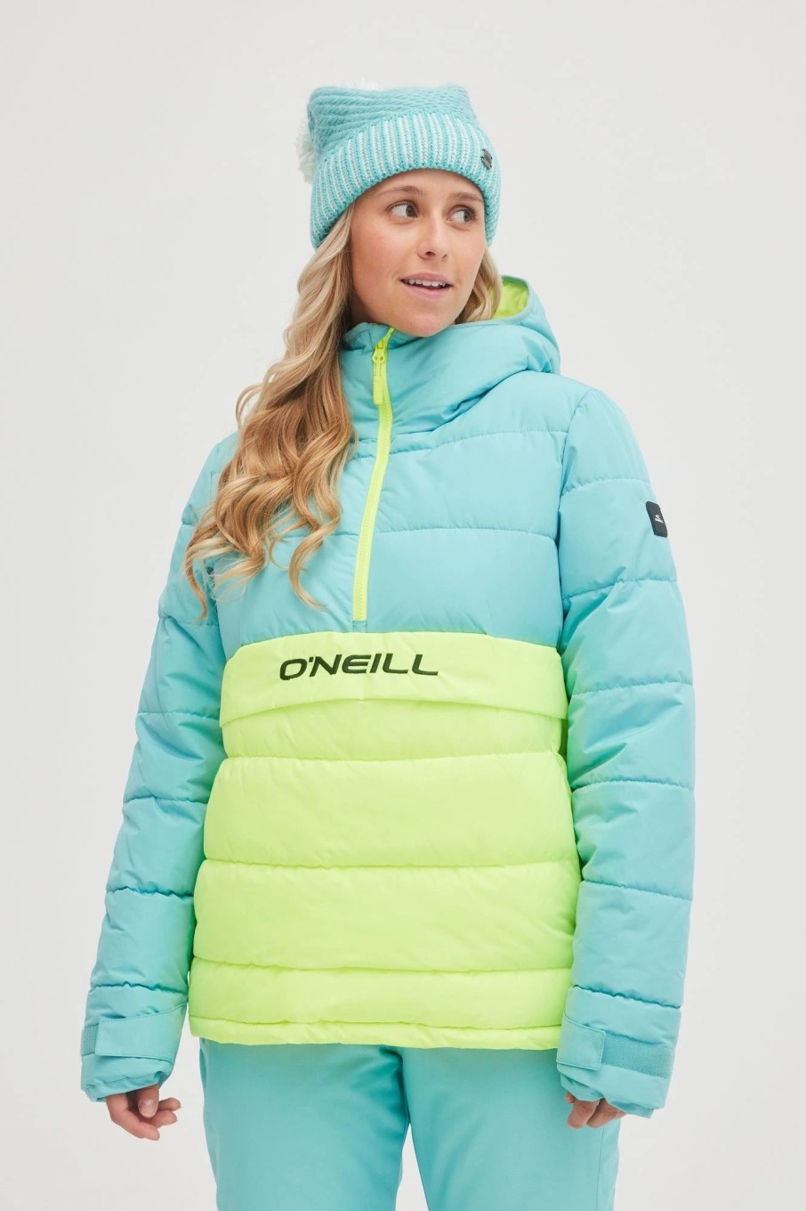 Women * | O'Neill O'Riginals Puffy Anorak Aqua Sea Colour Block