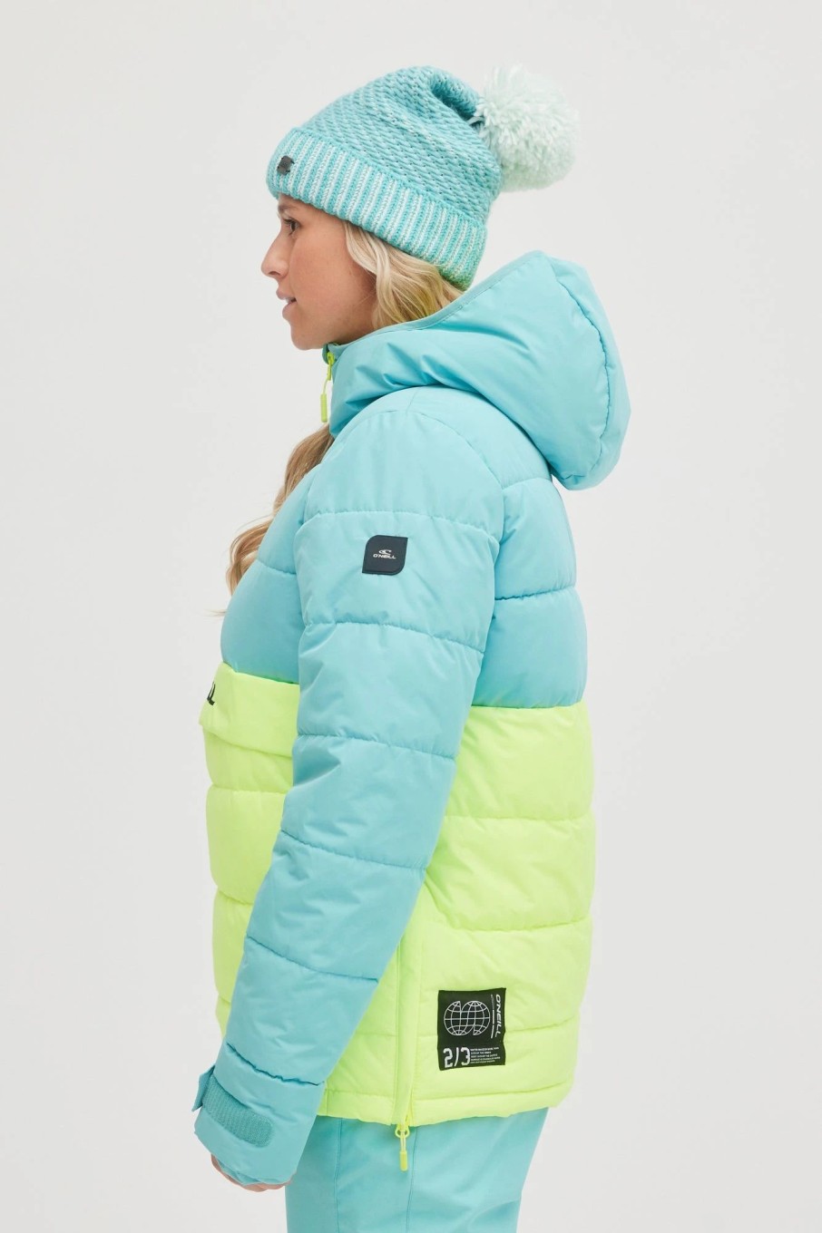 Women * | O'Neill O'Riginals Puffy Anorak Aqua Sea Colour Block