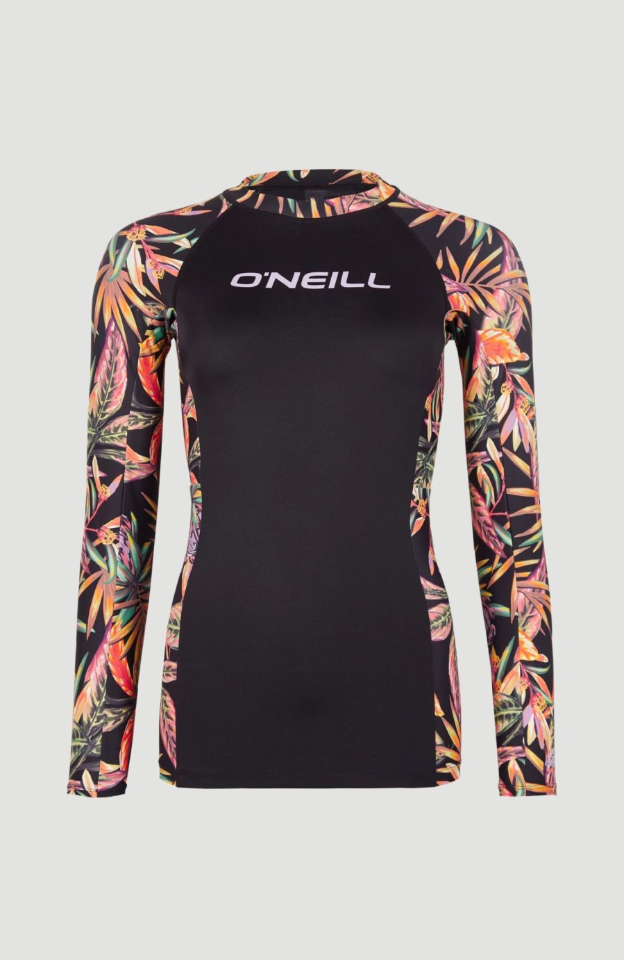 Women * | O'Neill Anglet Skin Long Sleeve Black Tropical Flower