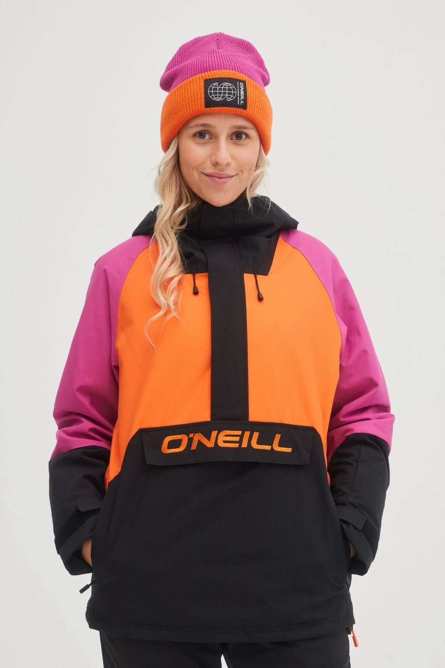 Women * | O'Neill O'Riginals Anorak Jacket Fuchsia Red Colour Block