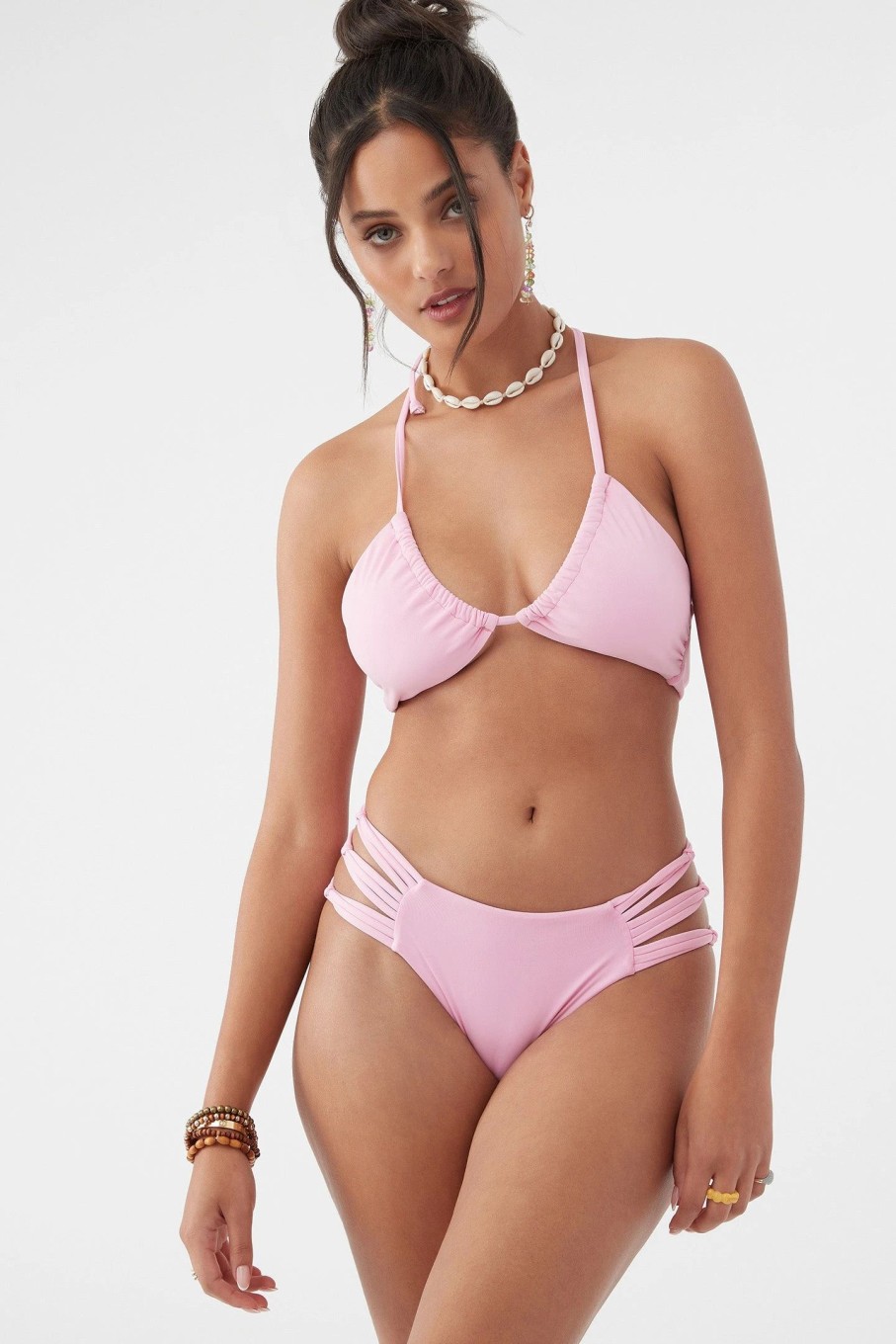 Women * | O'Neill Saltwater Solids Boulders Bikini Bottom Pink