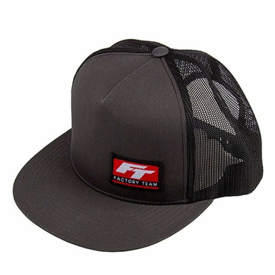 Apparel * | Associated Electrics Inc Team Associated Factory Team Logo "Flatbill" Trucker Hat (Black/Grey) (One Size Fits Most)