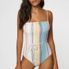 Women * | O'Neill Ladies Baja Stripe Marbella Cheeky One Piece Multi Colored