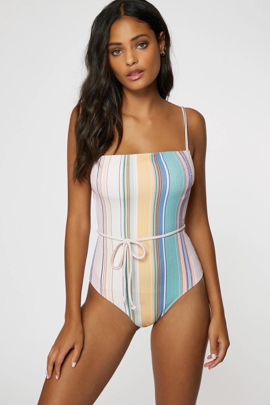 Women * | O'Neill Ladies Baja Stripe Marbella Cheeky One Piece Multi Colored