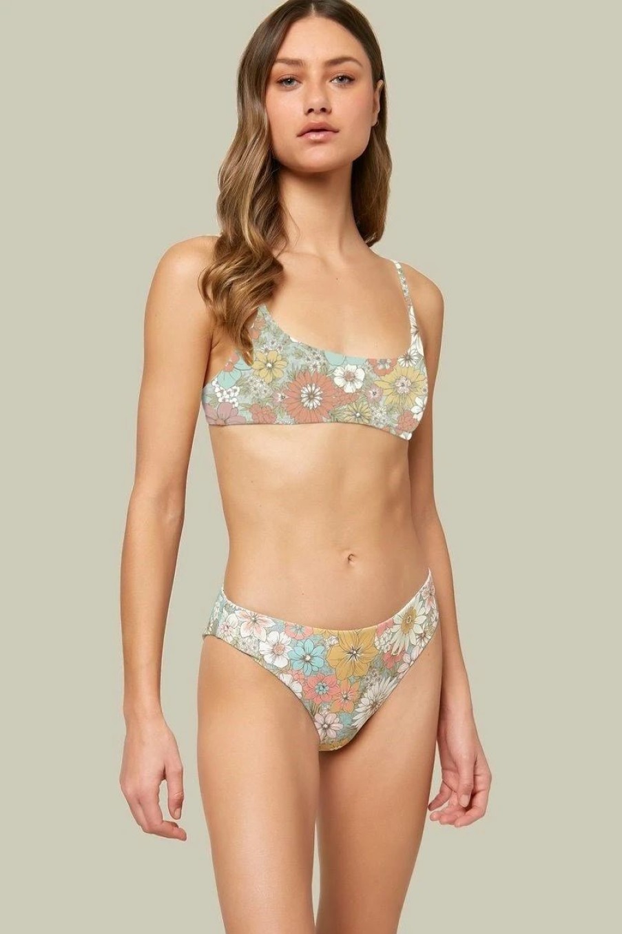 Women * | O'Neill Surfside Wildflower Revo Top Sea Glass