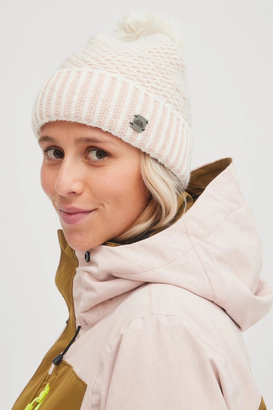 Women * | O'Neill Chunky Beanie Peach Whip Colour Block